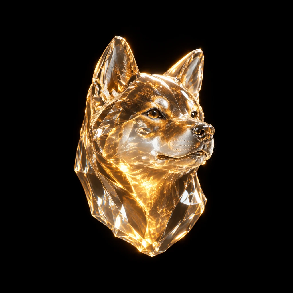 The crystal Inu on black, square